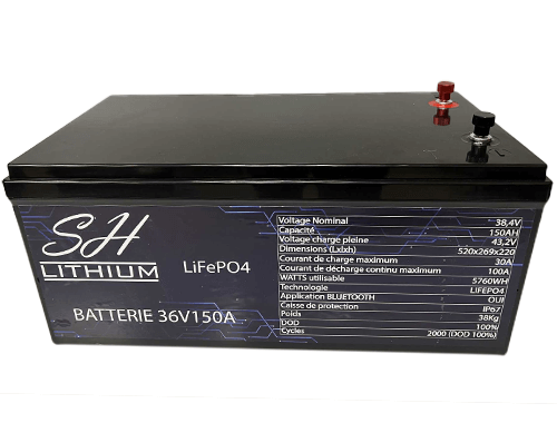Batterie monobloc lithium LifeP04 SH-Lithium pour alimenter moteur électrique